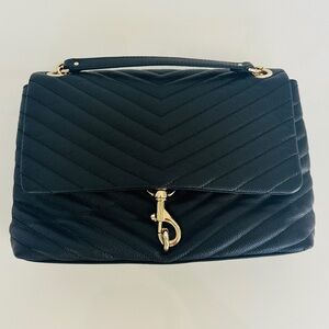 Rebecca Minkoff Edie Leather Crossbody Handbag in black- Light gold hardware